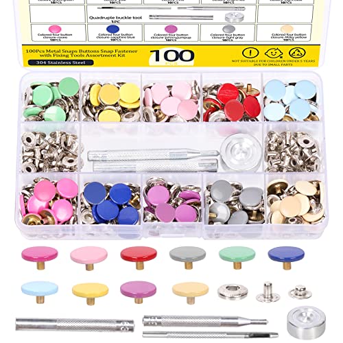 Mardatt 503Pcs Metal Snap Button Fastener Kit with Fixing Tools, Multicolored Press Studs Clothing Snaps Fasteners for Leather Sewing Clothing von Mardatt