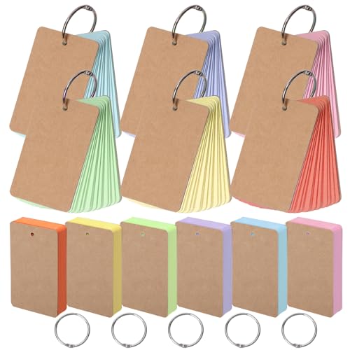 Mardatt 600Pcs Colored Index Cards Colored Study Cards Colored Flash Cards Colored Note Cards Colorful Blank Index Cards with Hole for Studying Learning Memory Game-3.5 x 2 Inch von Mardatt