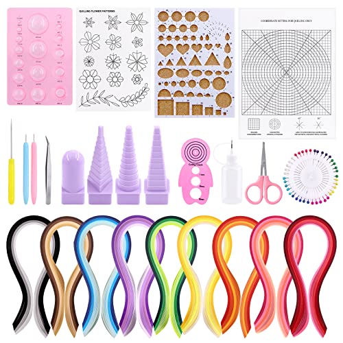 Mardatt 64-teiliges komplettes Papier-Quilling-Set, 45 Farben, 900 Streifen, Papier mit notwendigen Werkzeugen für Anfänger, Fortgeschrittene Quiller, DIY Handwerk Quilling Set von Mardatt