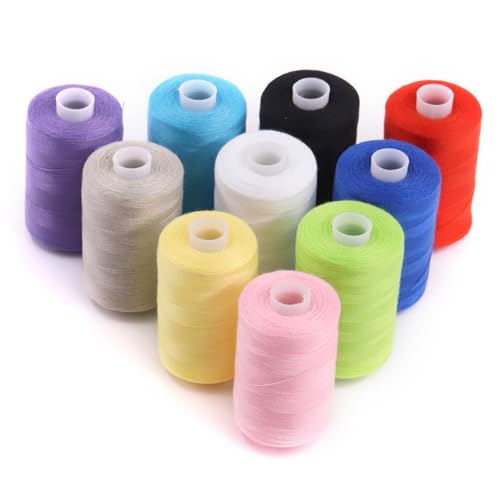 Mardatt Sewing Thread Kit, 10 Colors Polyester Threads 1000 Yards Per Polyester Thread Spools, Handy Polyester Sewing Threads Bobbins Sewing Threads Set for Hand Stitching Quilting(Colorful) von Mardatt