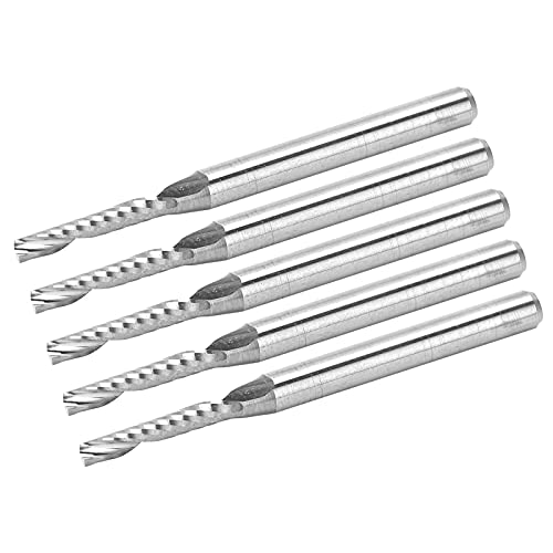 5pcs CNC End Mills Wolfram Stahl Spirale Einflöte -Fräser -Cutter 3.175x2x12x38mm für Holzschnitzen von Marhynchus