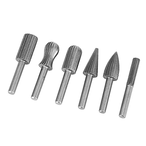 Fräser aus Wolframstahl, 6-teiliges Fräser-Set aus massivem Hartmetall, Drehfräser aus Wolframcarbid, Holzfeile, Schaft 6 mm, Polieren des Metalls, Bohrwerkzeug von Marhynchus