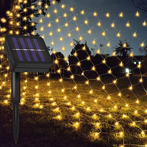 Marhynchus Solar-Deko-Lichterkette, Warmweiße Netz-Nachtlichter für Außen- und Innendekoration mit Blitzmoduswechsel, 204 LED-Lichter (Sortierte Farbe) von Marhynchus