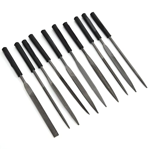 Mini-Nadelfeilen, Mini-Nadelfeilen-Set, Körnung aus Kohlenstoffstahl, Beschichtung, Komfortgriff, Zum Formen, Gravieren, Metallglätten, Feilengriffe (4 * 160mm) von Marhynchus