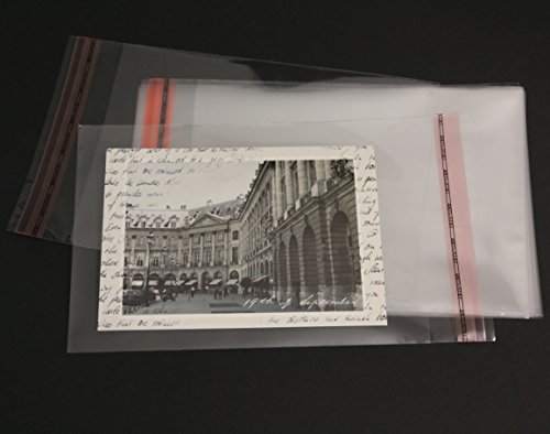 100 St. Schutzhüllen 130 x 183 mm + Klappe 34 mm (DIN A6/B6/C6) glasklar für 3D Karten Fotos Postkarten Ansichtskarten Sammelkarten von Mari-Medienverpackungen