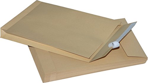 750 Stück Faltentaschen 250x353x40 mm B4 braun haftklebend ohne Fenster Versandtaschen Umschläge Briefumschläge von Mari-Medienverpackungen