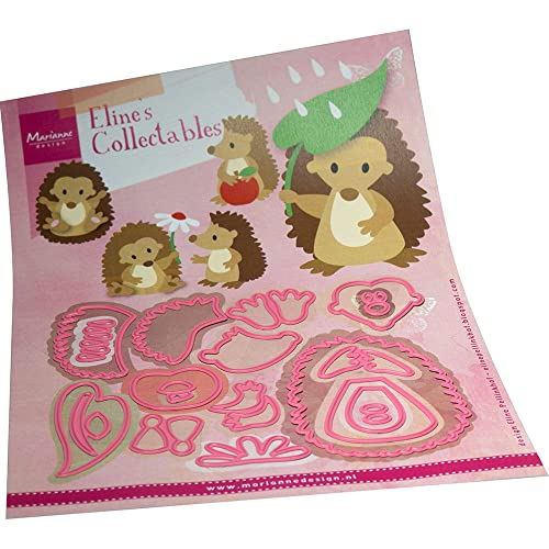 Marianne Design COL1516 Collectables, Elines glücklicher Igel, für Detaillierte Stanzformen und Prägedetails im Papierhandwerk, Papiergummi, Pink, One Size von Marianne Design