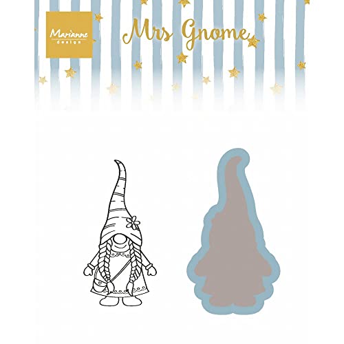 Marianne Design CS1112 Clear Silikonstempel, Frau Gnom, zum Stanzen Bastelarbeiten und Präzision Stamping Papercrafts, Acrylblock, Papier, Silikon, transparent, One Size von Marianne Design