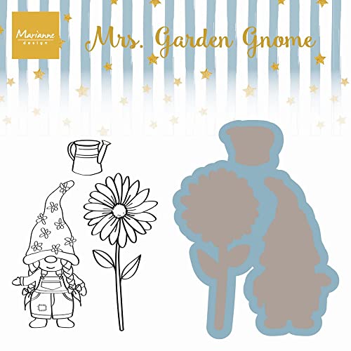 Marianne Design CS1126 Clear Silikonstempel, Frau Gartenzwerg, zum Stanzen Bastelarbeiten und Präzision Stamping Papercrafts, Acrylblock, Papier, Silikon, transparent, One Size von Marianne Design