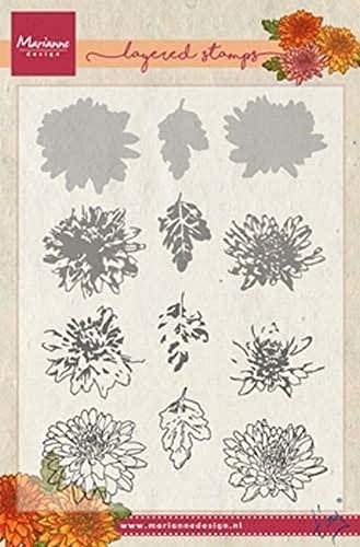 Marianne Design Clear Silikonstempel, Geschichteter Chrysant, zum Stanzen Bastelarbeiten und Präzision Stamping Papercrafts, Kunststoff, transparente, 155x190 von Marianne Design