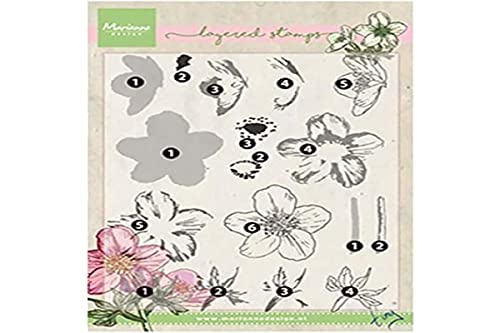 Marianne Design Clear Silikonstempel, Geschichteter Helleborus, zum Stanzen Bastelarbeiten und Präzision Stamping Papercrafts von Marianne Design