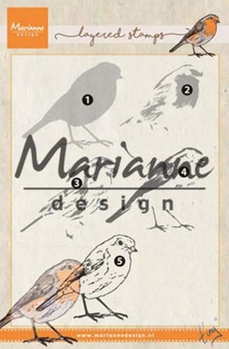 Marianne Design Clear Silikonstempel, Überlagertes Rotkehlchen, zum Stanzen Bastelarbeiten und Präzision Stamping Papercrafts von Marianne Design