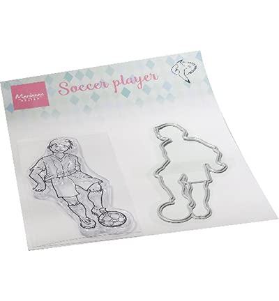 Marianne Design HT1662 Clear Silikonstempel, Hettys Fußballspieler, zum Stanzen Bastelarbeiten und Präzision Stamping Papercrafts, transparent, 4.2 x 8.5 cm, 4.4 x 8.7 cm, 2 Piece von Marianne Design