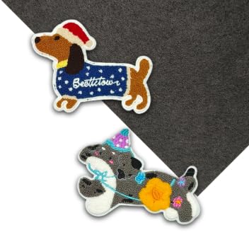 Stoffaufnäher Patch, Gestickter Stoffaufnäher, 4 Stück Cartoon Dackel Stickerei Stoff Patch für Kleidung Handtuch Kleidung Zubehör Patches Stoffaufnäher Patch, Gestickter Stoffaufnäher, 4 Stück Cartoon Dackel Stickerei Stoff Patch für Kleidung Handtuch Kleidung Zubehör Patches von Marjoramy