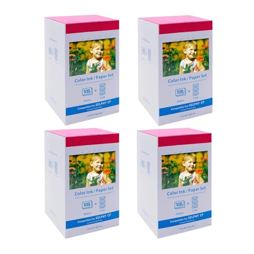 4 Pack KP-108IN Kompatibel mit Canon Selphy CP1500 Fotopapier und Kartusche KP108IN 3115B001(AA) für Selphy CP1500 CP1300 CP1200 CP1000 CP910 Fotodrucker, 432 Papier (100 x 148mm) + 12 Patrone von MarkField