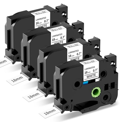 MarkField Kompatibel Schriftband Ersatz für Brother P-Touch Bänder TZ TZe-241 18mm 0,7 Laminated Etikettenband Schwarz auf Weiß für Ptouch PT-550 D400 D450 D600 P700 P910BT 2430PC, 4 Pack von MarkField