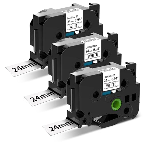 MarkField Kompatibel Schriftband Ersatz für Brother P-Touch TZ TZe-251 24mm, 8m Laminated Etikettenband für PT-P700 D450 D600 P750W P900W P910BT P900 P950NW 2430 Schwarz auf Weiß, 3 Pack von MarkField