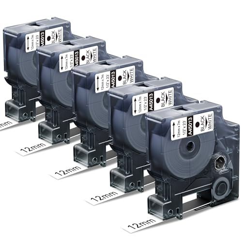 Kompatibel für Dymo D1 Etikettenband 12mm x 7m 45013 S0720530, kompatibel Dymo Labelmanager 160 Schriftband für Dymo LabelManager 160 280 210D 360D 420P 500TS Labelpoint 250 150 450, Schwarz auf Weiß von MarkField