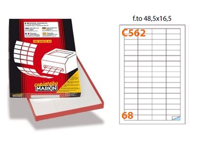 Markin C562 Etiketten, selbstklebend, Weiß, rechteckig, permanent, 6800 Stück – selbstklebende Etiketten (weiß, rechteckig, permanent, A4, Zellulose, 70 g/m²) von MarkIn