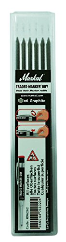 Markal 96262 Trades-Marker Dry Markierstifte, Set mit 6 Minen, graphit von Markal