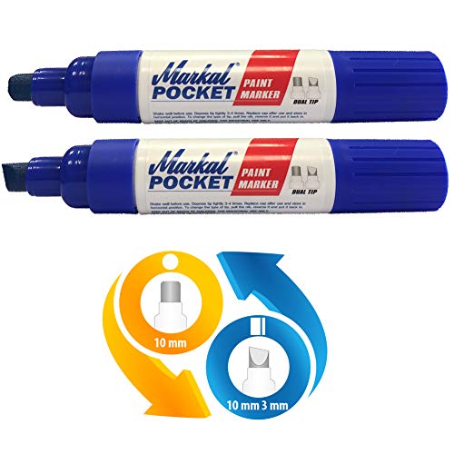 Pocket Paint Marker, Filz, 6 Stück, Pointe biseau 3-10mm ou pointe ronde plate de 10 mm, blau, 6 von Markal