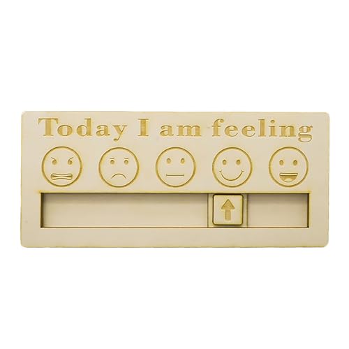 Marooma „Today I Am Feeling“-Schild, Holz-Gefühlstabelle, Tägliche Stimmungsanzeige, Hilft bei der Identifizierung von Emotionen, Lustiges Schreibtischzubehör für Zuhause, Familie von Marooma