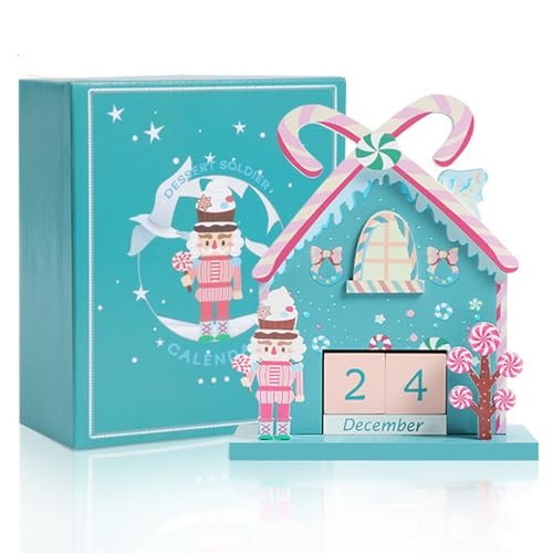 Marooma Adventskalender 2024, Vertikaler Countdown-Kalender in Weihnachtshausform, Countdown-Kalender aus Holz mit Abnehmbaren Zahlen für Weihnachtliche Heim- und von Marooma