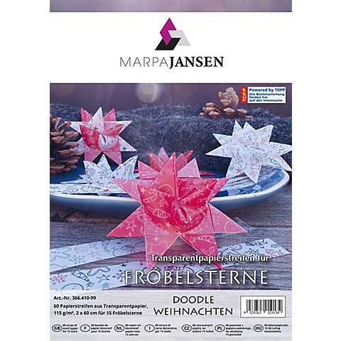 Transparentpapierstreifen-Set Fröbelsterne "Weihnachten", 60 Streifen von Marpa Jansen