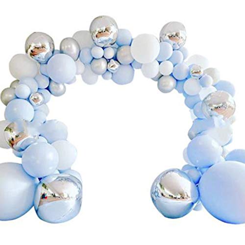 Marran 1 Set Macaron Latex Dekorationen Luftballons Set Blau Weiß Konfetti Ballon für Baby Shower Geburtstag Hochzeit von Marran