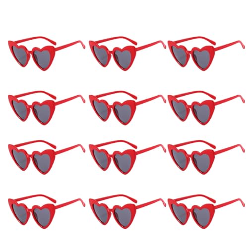 Marran Hochzeits-Sonnenbrille in Herzform, Junggesellinnenabschied, Brautjungfer, Trauzeugen, Geschenk, Rot von Marran