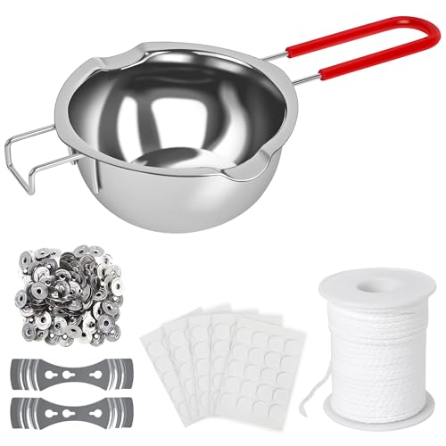 Marsred Kerzen selber machen Set,400ml Schmelztopf Kerzenwachs, 100 ft Dicker Kerzendocht, 2 Dochthalter aus Metall und Docht-Aufkleber für Kerzen gießen Set, DIY Kerzenherstellung Zubehöre Marsred Kerzen selber machen Set,400ml Schmelztopf Kerzenwachs, 100 ft Dicker Kerzendocht, 2 Dochthalter aus Metall und Docht-Aufkleber für Kerzen gießen Set, DIY Kerzenherstellung Zubehöre von Marsred