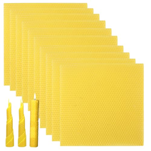 Marstey 10 Stück Bienenwachsblätter für die Kerzenherstellung, 100% natürliches Bio-Bienenwachs-Rollblätter für DIY-Kerzenherstellungs-Sets (20 x 15 cm) von Marstey