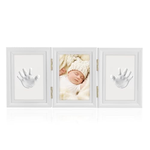 Marstey Handabdruck Fußabdruck Baby Fotorahmen Set, für Neugeborene Mädchen Jungen, Baby Fussabdruck Set, Fotoalbum Baby, Baby Abdruckset, Wanddekoration für Zimmer und Kinderzimmer von Marstey