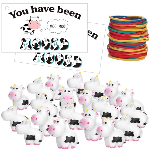 Marsui 60-teiliges Karten-Set mit Aufschrift "You Have Been Mooed", enthält 20 Moo Moo Karten, 20 Mini-Harz-Kühe, 20 elastische Gummibänder für Kreuzfahrten, Karneval, Party, SUV, von Marsui