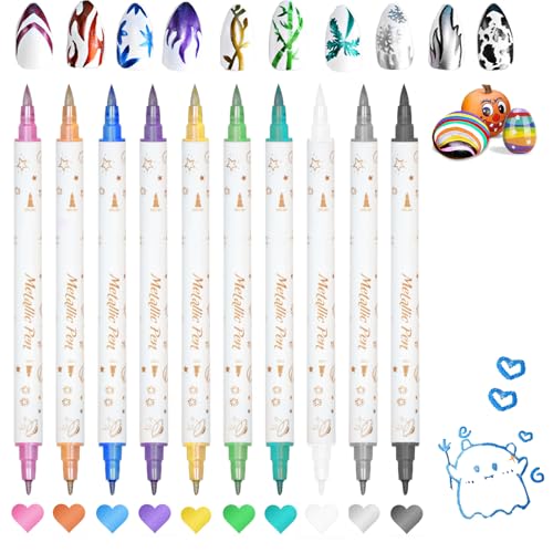 Marte Vanci Metallic Marker Stifte, 12 Farben Dual Tip Metallischen Stift Pens Set für Schwarzes Papier Fotoalbum Scrapbook Gästebuch Karte Stein Glas Holz von Marte Vanci