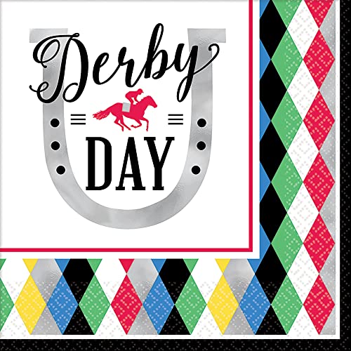 Derby-Party-Servietten, Motiv: Pferderennen, 32 Stück, 2 Packungen mit je 16 Stück, 2-lagige Lunch-Servietten im Derby-Tag-Design von Martha's Goat