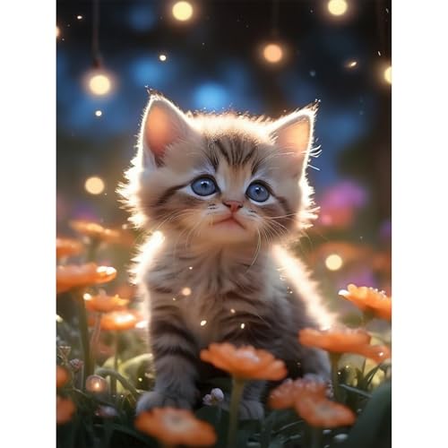 5D Diamond Painting, Katze Diamant Painting Kit, DIY Diamond Painting Tier Kits für Kinder und Erwachsene, Diamant Malerei Kits für Home Wanddeko (50x70cm,B) von Martin Kench