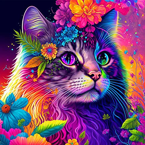 DIY Diamond Painting Katze 5D Diamant Painting Bilder Mysteriös Katze Full Diamant Bilder Wall Room Home Decoration (A,30 * 30cm) von Martin Kench