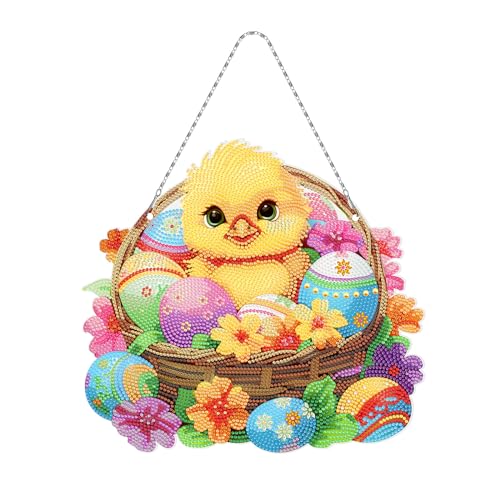 Diamond Painting Ostern, DIY Diamant Painting Osterhase Set Diamant Painting Kranz mit Hängekette für Ostern Geschenk (YH319) von Martin Kench