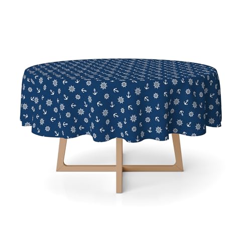 Martina Home Harzbeschichtete Tischdecke Anker, rund, 140 cm, Blau von Martina Home