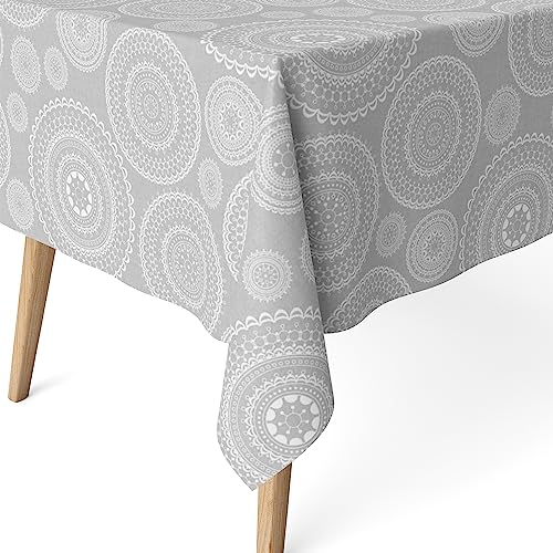 Martina Home Harzbeschichtete Tischdecke Mandala, 200 x 140 cm, Grau von Martina Home