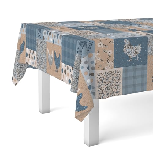 Martina Home Wachstuchtischdecke Patch, 200 x 140 cm, Blau von Martina Home