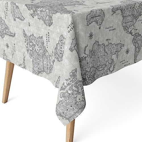 Martina Home Harzbeschichtete Tischdecke Weltkarte, 250 x 140 cm, Grau von Martina Home