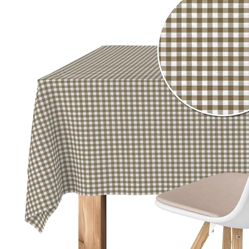 Martina Home Tischdecke mit Teflonbeschichtung Petit Vichy, 260 x 140 cm, Lederfarben von Martina Home