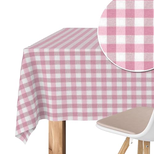 Martina Home – Vichy Teflon-Tischdecke – Rosa – 240 x 140 cm von Martina Home