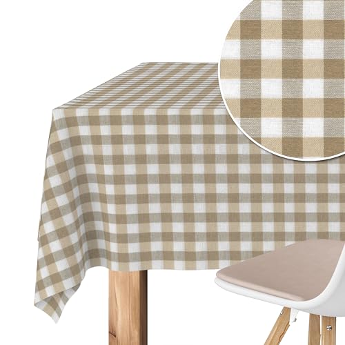 Martina Home – Vichy Teflon-Tischdecke – Taupe – 250 x 140 cm von Martina Home