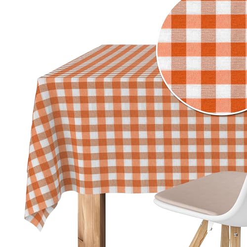 Martina Home - Vichy Teflon-Tischdecke - Orange - 260x140 cm von Martina Home