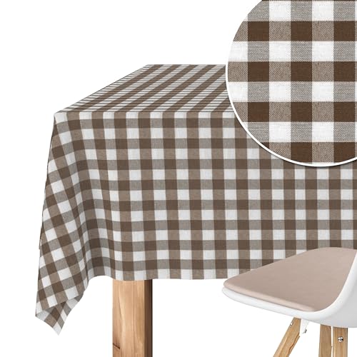 Martina Home - Vichy Teflon-Tischdecke - Braun - 140x140 cm von Martina Home