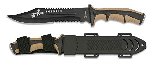 Soldier Coyote Messer Klinge 19 cm für Jagd, Angeln, Camping, Outdoor, Survival und Bushcraft Albainox 32406 + Flaschenhalter als Geschenk von Martinez Albainox AB