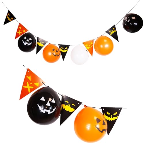 Martom HALLOWEEN GIRLANDE MIT BALLONS DEKORATION GROSS 3M, Halloween-Dekorationsset, fröhliche Halloween-Gruselgirlande, Kürbisse und Luftballons-Girlande, Grusel-Requisiten, Halloween-Dekoration von Martom